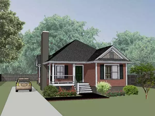 Country house plans 16-135 - front exterior, 1,152 sq ft, 3 bed, 1 bath house plans | Monster House Plans