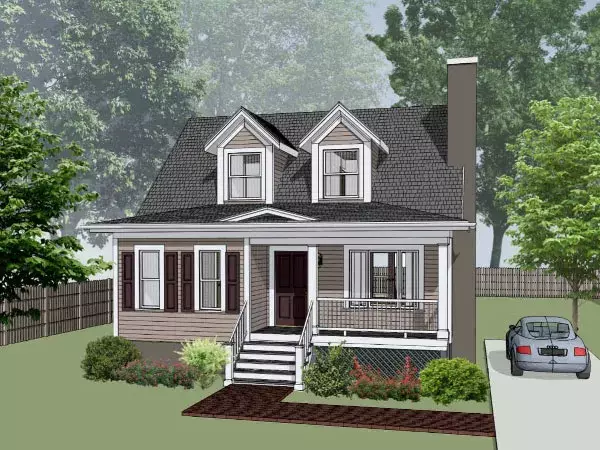 Southern house plans 16-156 - front exterior, 1,298 sq ft, 3 bed, 1 bath house plans | Monster House Plans