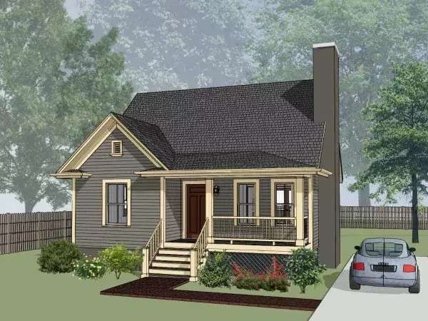 Traditional house plans 16-157 - front exterior, 1,298 sq ft, 3 bed, 1 bath house plans | Monster House Plans