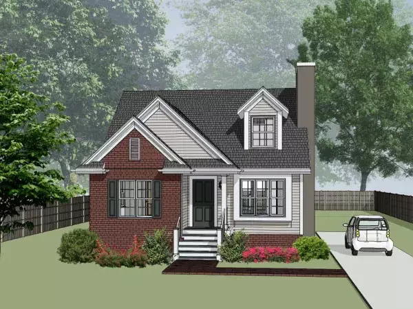 Traditional house plans 16-158 - front exterior, 1,298 sq ft, 3 bed, 1 bath house plans | Monster House Plans