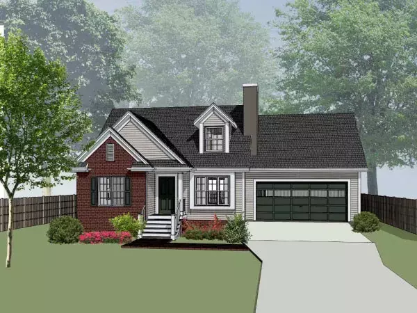 Traditional house plans 16-160 - front exterior, 1,294 sq ft, 3 bed, 1 bath house plans | Monster House Plans