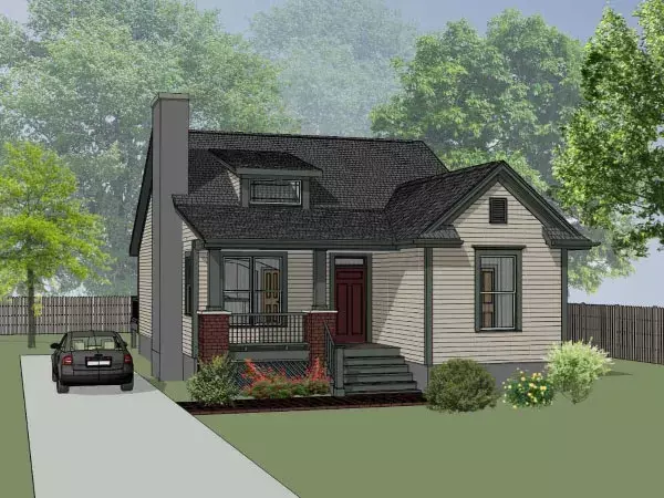 Bungalow house plans 16-161 - front exterior, 1,214 sq ft, 3 bed, 1 bath house plans | Monster House Plans