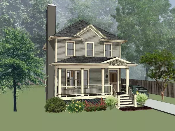 Southern house plans 16-174 - front exterior, 1,280 sq ft, 3 bed, 2 bath house plans | Monster House Plans