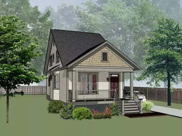 Craftsman house plans 16-179 - front exterior, 1,340 sq ft, 3 bed, 1 bath house plans | Monster House Plans