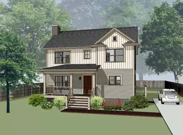 Country house plans 16-192 - front exterior, 1,342 sq ft, 3 bed, 2 bath house plans | Monster House Plans