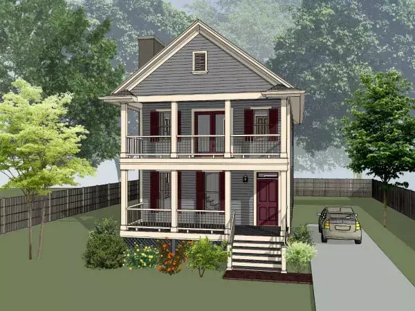 Southern house plans 16-202 - front exterior, 1,435 sq ft, 3 bed, 2 bath house plans | Monster House Plans