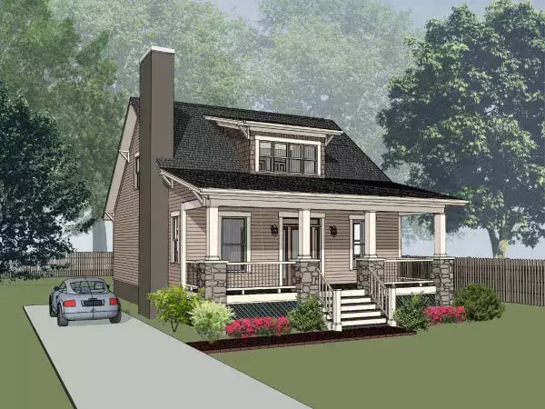 Craftsman house plans 16-211 - front exterior, 1,460 sq ft, 3 bed, 1 bath house plans | Monster House Plans