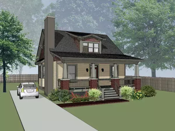 Craftsman house plans 16-215 - front exterior, 1,452 sq ft, 3 bed, 1 bath house plans | Monster House Plans