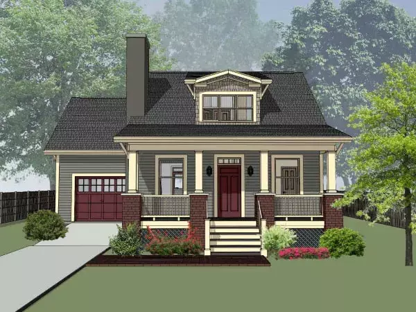 Craftsman house plans 16-288 - front exterior, 1,232 sq ft, 3 bed, 2 bath house plans | Monster House Plans