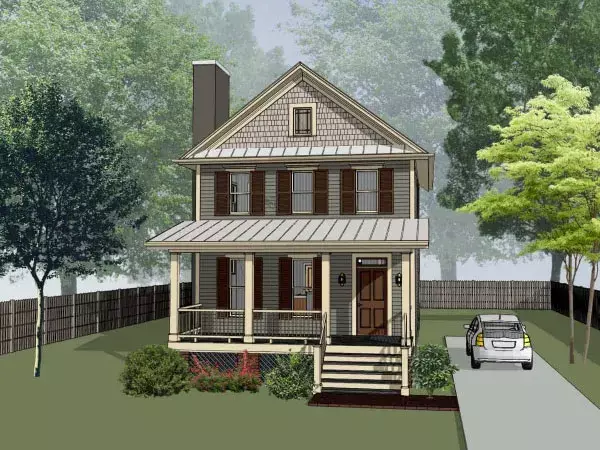 Southern house plans 16-303 - front exterior, 1,277 sq ft, 3 bed, 2 bath house plans | Monster House Plans