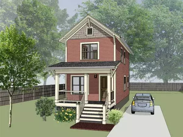 Craftsman house plans 16-307 - front exterior, 868 sq ft, 2 bed, 1 bath house plans | Monster House Plans