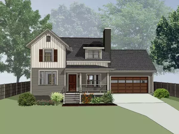 Modern Farmhouse house plans 16-317 - front exterior, 1,443 sq ft, 4 bed, 2 bath house plans | Monster House Plans