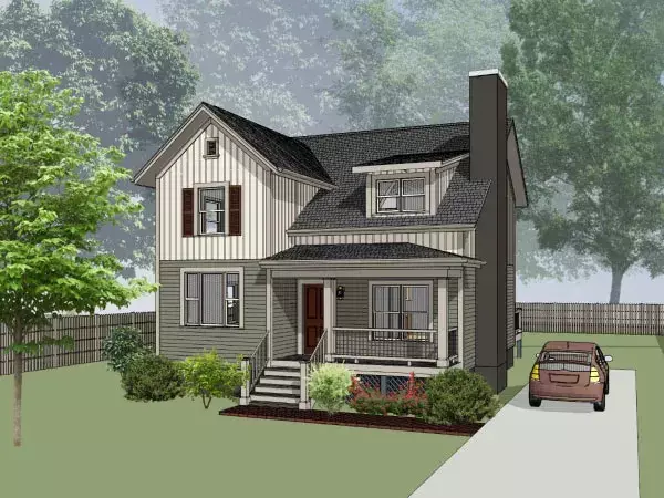 Modern Farmhouse house plans 16-319 - front exterior, 1,443 sq ft, 4 bed, 2 bath house plans | Monster House Plans