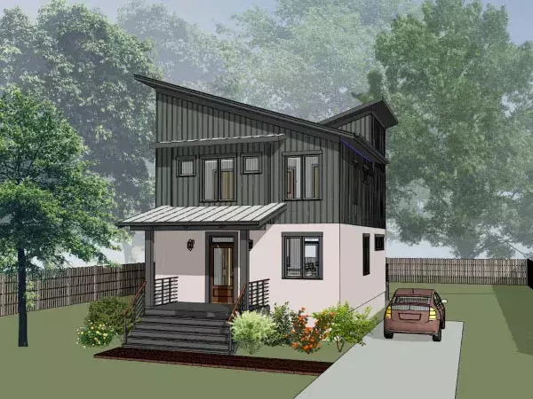 Modern house plans 16-320 - front exterior, 1,463 sq ft, 3 bed, 2 bath house plans | Monster House Plans
