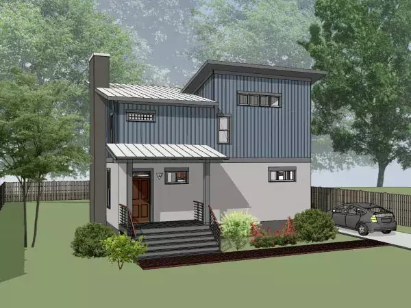 Modern house plans 16-321 - front exterior, 1,450 sq ft, 3 bed, 2 bath house plans | Monster House Plans