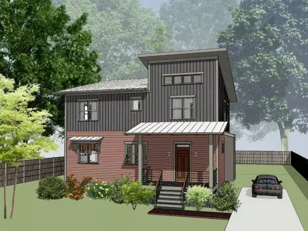 Modern house plans 16-323 - front exterior, 1,571 sq ft, 3 bed, 2 bath house plans | Monster House Plans