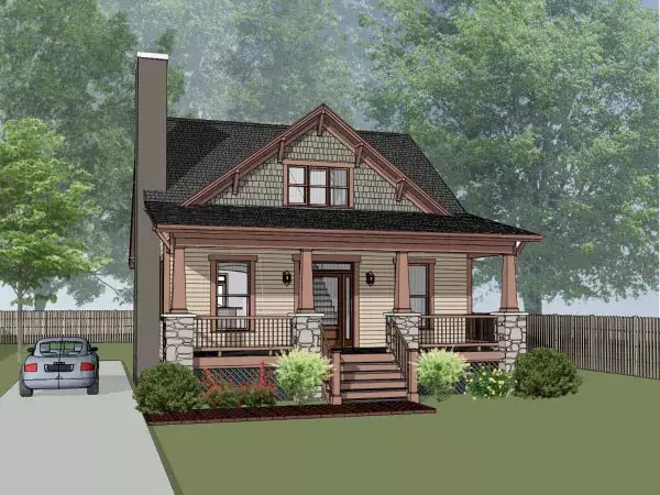 Craftsman house plans 16-324 - front exterior, 1,525 sq ft, 3 bed, 2 bath house plans | Monster House Plans