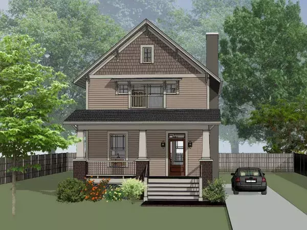 Craftsman house plans 16-326 - front exterior, 1,542 sq ft, 3 bed, 2 bath house plans | Monster House Plans