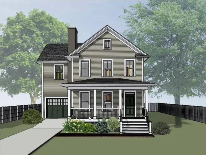 Traditional house plans 16-329 - front exterior, 1,744 sq ft, 4 bed, 2 bath house plans | Monster House Plans