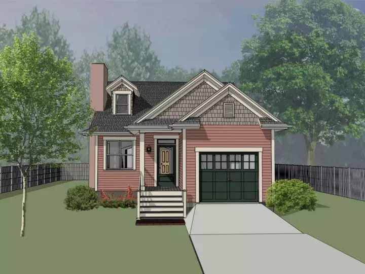 Cottage house plans 16-338 - front exterior, 1,067 sq ft, 2 bed, 2 bath house plans | Monster House Plans