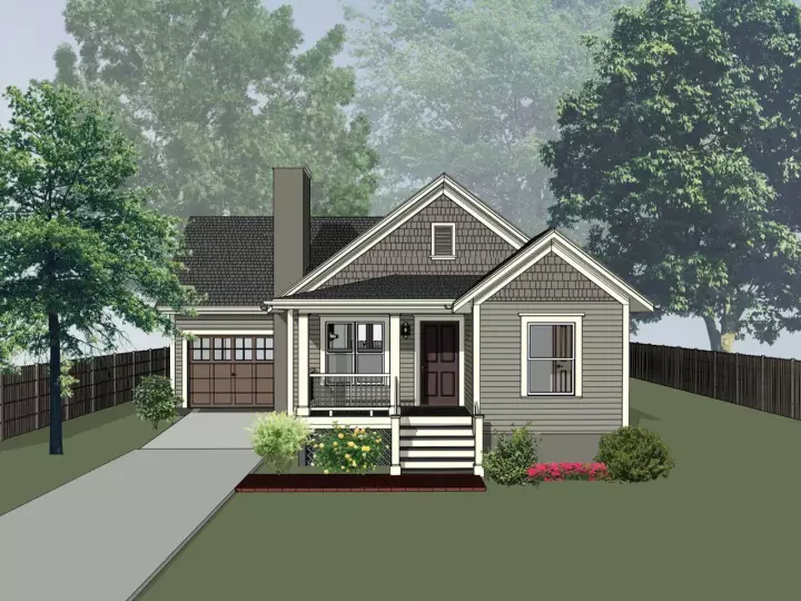 Country house plans 16-339 - front exterior, 1,184 sq ft, 4 bed, 2 bath house plans | Monster House Plans