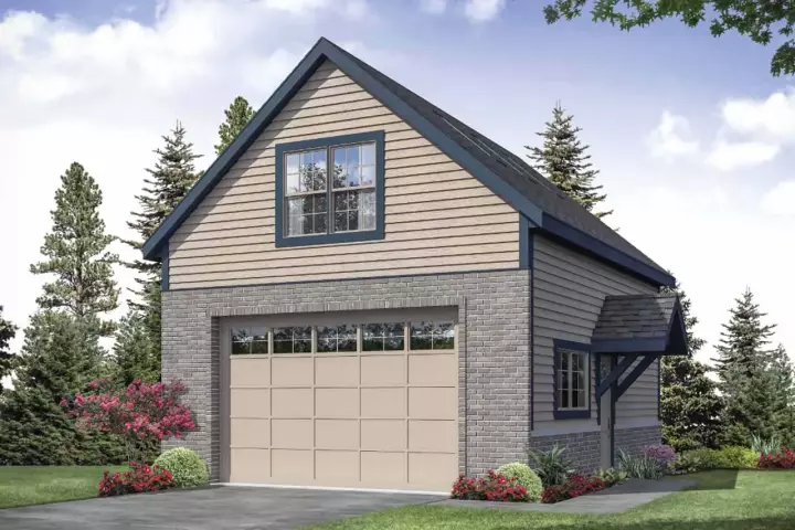Traditional house plans 17-1017 - front exterior, 414 sq ft, 0 bed, 1 bath house plans | Monster House Plans