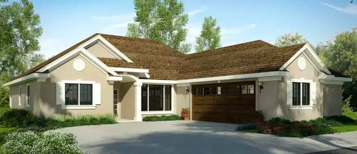 Mediterranean house plans 17-1020 - front exterior, 1,839 sq ft, 3 bed, 2 bath house plans | Monster House Plans