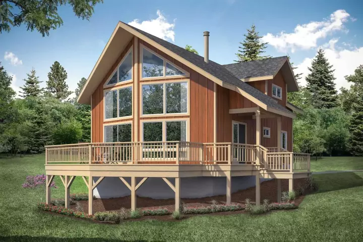 Contemporary house plans 17-1022 - front exterior, 1,509 sq ft, 2 bed, 2 bath house plans | Monster House Plans