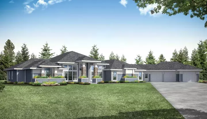 Prairie house plans 17-1025 - front exterior, 3,622 sq ft, 3 bed, 4 bath house plans | Monster House Plans