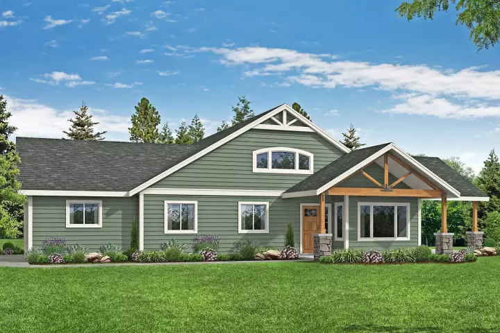 Craftsman house plans 17-1034 - front exterior, 2,089 sq ft, 4 bed, 2 bath house plans | Monster House Plans