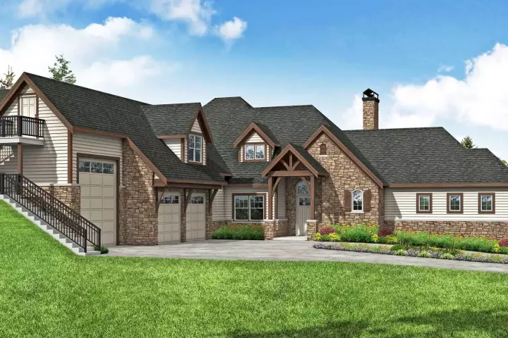 European house plans 17-1035 - front exterior, 3,505 sq ft, 4 bed, 5 bath house plans | Monster House Plans