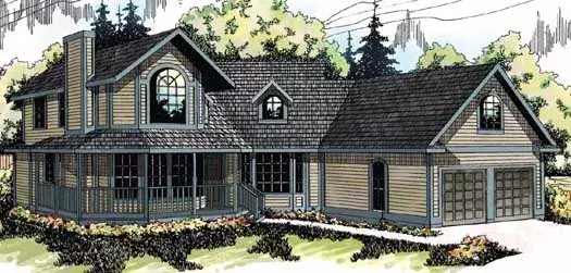 Country house plans 17-104 - front exterior, 2,325 sq ft, 3 bed, 2 bath house plans | Monster House Plans