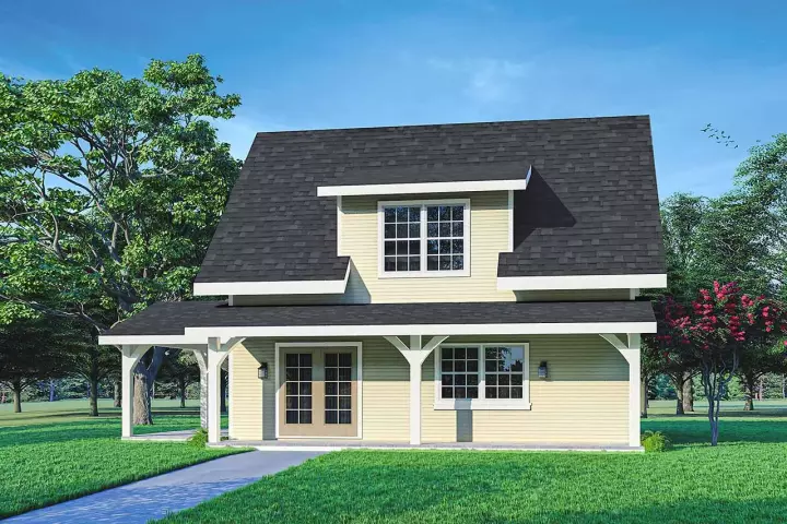 Country house plans 17-1048 - front exterior, 1,382 sq ft, 0 bed, 1 bath house plans | Monster House Plans