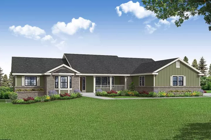 Ranch house plans 17-1050 - front exterior, 2,396 sq ft, 3 bed, 2 bath house plans | Monster House Plans
