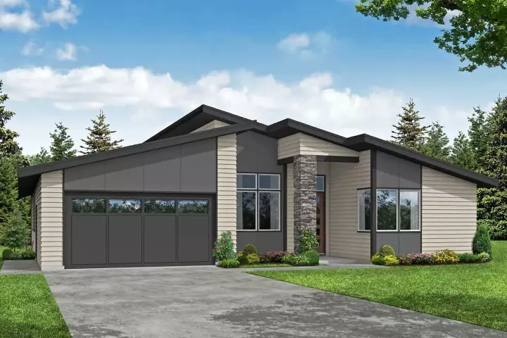 Contemporary house plans 17-1051 - front exterior, 2,112 sq ft, 3 bed, 2 bath house plans | Monster House Plans