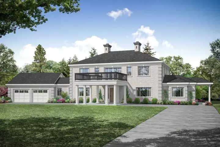 Georgian house plans 17-1057 - front exterior, 4,448 sq ft, 5 bed, 5 bath house plans | Monster House Plans
