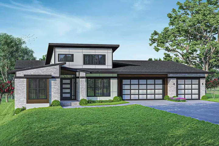 Modern house plans 17-1070 - front exterior, 2,813 sq ft, 3 bed, 2 bath house plans | Monster House Plans