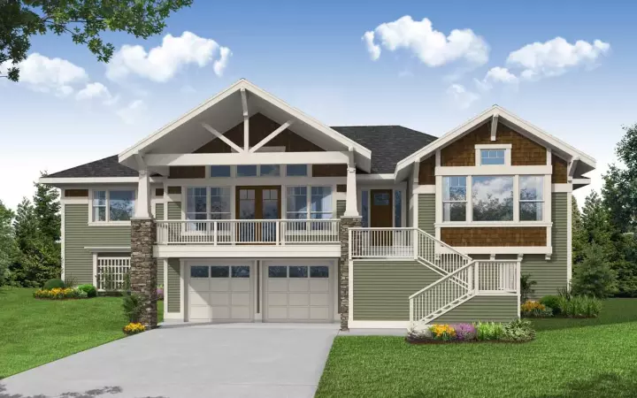 Craftsman house plans 17-1093 - front exterior, 2,219 sq ft, 3 bed, 2 bath house plans | Monster House Plans
