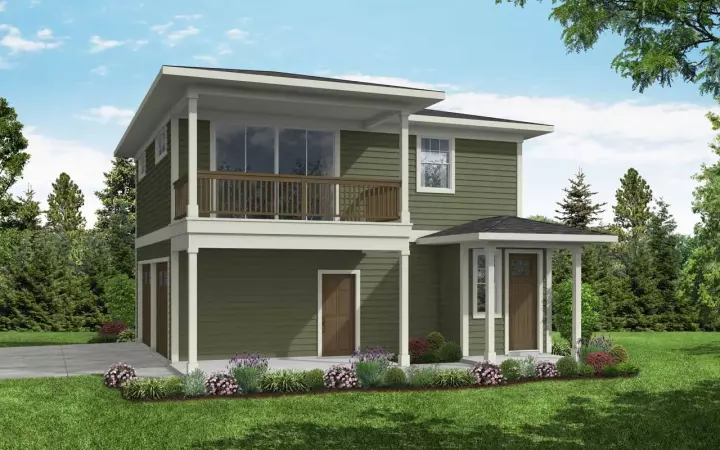 Coastal house plans 17-1111 - front exterior, 998 sq ft, 2 bed, 1 bath house plans | Monster House Plans