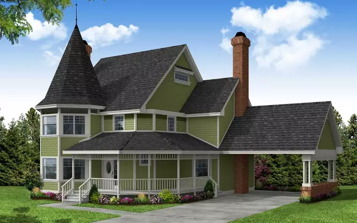 Victorian house plans 17-118 - front exterior, 2,371 sq ft, 3 bed, 2 bath house plans | Monster House Plans