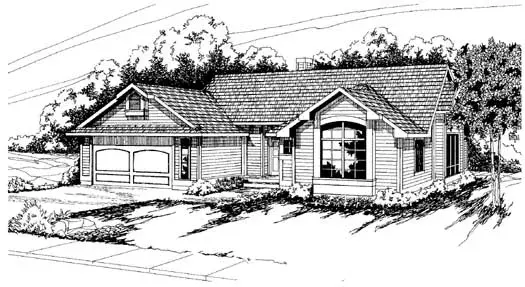 Traditional house plans 17-137 - front exterior, 1,844 sq ft, 3 bed, 2 bath house plans | Monster House Plans