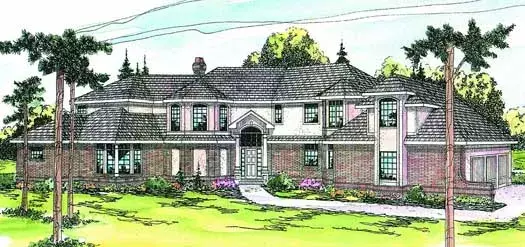 European house plans 17-141 - front exterior, 4,147 sq ft, 4 bed, 3 bath house plans | Monster House Plans
