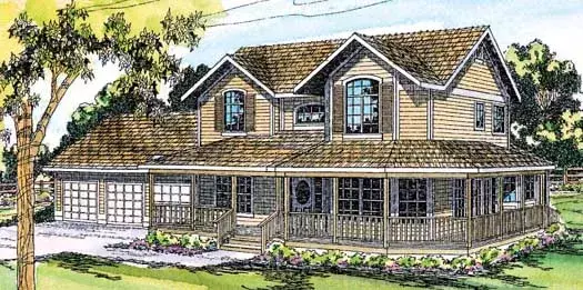 Farmhouse house plans 17-145 - front exterior, 3,357 sq ft, 4 bed, 3 bath house plans | Monster House Plans
