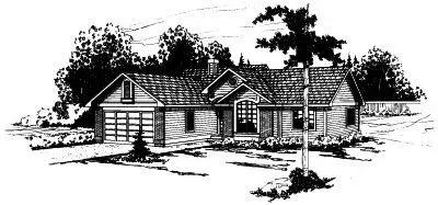 Traditional house plans 17-149 - front exterior, 1,410 sq ft, 3 bed, 2 bath house plans | Monster House Plans