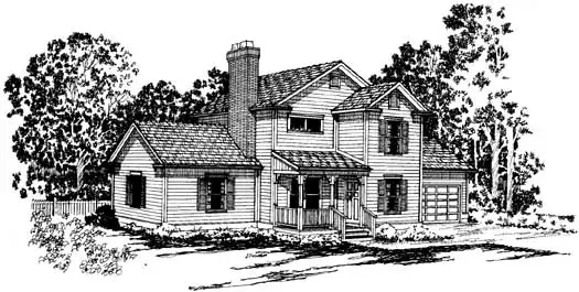 Country house plans 17-155 - front exterior, 1,646 sq ft, 4 bed, 2 bath house plans | Monster House Plans
