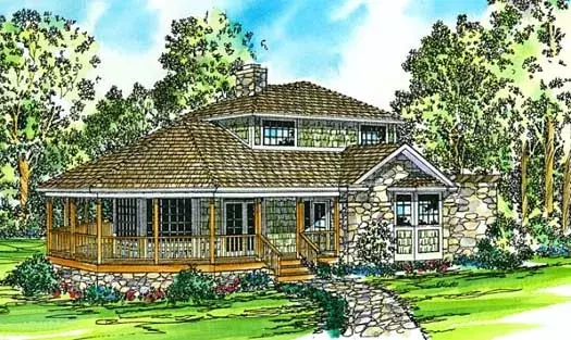 Country house plans 17-157 - front exterior, 1,575 sq ft, 2 bed, 2 bath house plans | Monster House Plans