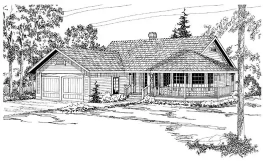 Country house plans 17-162 - front exterior, 1,932 sq ft, 3 bed, 2 bath house plans | Monster House Plans