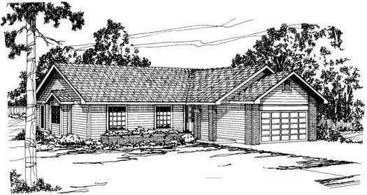 Ranch house plans 17-167 - front exterior, 1,463 sq ft, 3 bed, 2 bath house plans | Monster House Plans