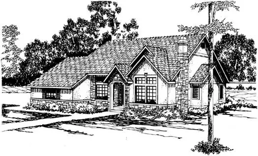 European house plans 17-176 - front exterior, 2,512 sq ft, 3 bed, 2 bath house plans | Monster House Plans