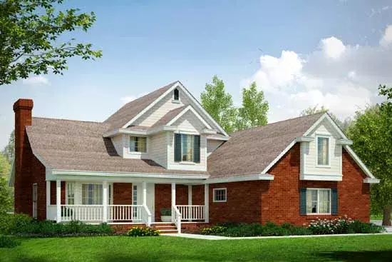 Country house plans 17-192 - front exterior, 1,792 sq ft, 3 bed, 2 bath house plans | Monster House Plans